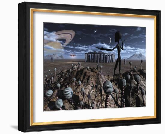 Alien Explorers on an Alien World-Stocktrek Images-Framed Photographic Print