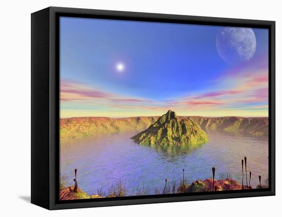 Alien Flora Flourishes in an Impact Crater on an Earth-Like Planet-Stocktrek Images-Framed Premier Image Canvas