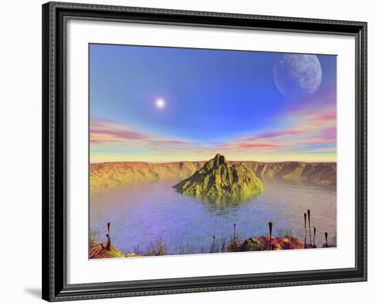 Alien Flora Flourishes in an Impact Crater on an Earth-Like Planet-Stocktrek Images-Framed Photographic Print