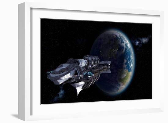 Alien UFO Invasion Nearing Earth-3000ad-Framed Art Print