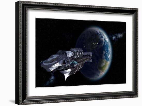 Alien UFO Invasion Nearing Earth-3000ad-Framed Art Print