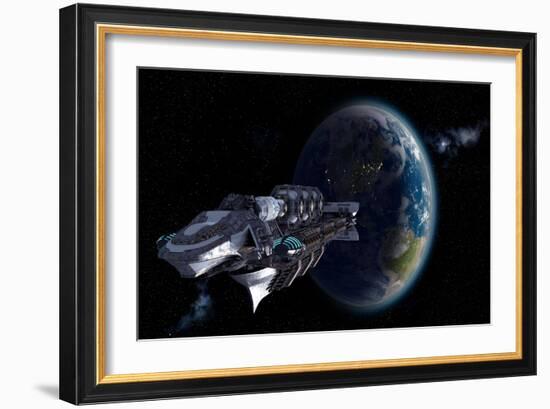 Alien UFO Invasion Nearing Earth-3000ad-Framed Art Print