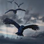Crows Flying-AlienCat-Framed Art Print