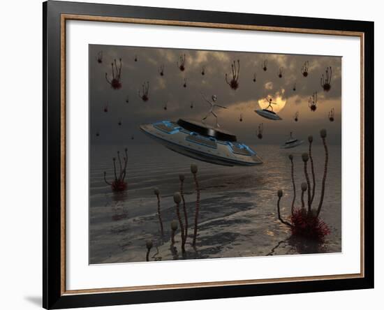 Aliens Celebrate their Annual Harvest on their UFO's-Stocktrek Images-Framed Photographic Print