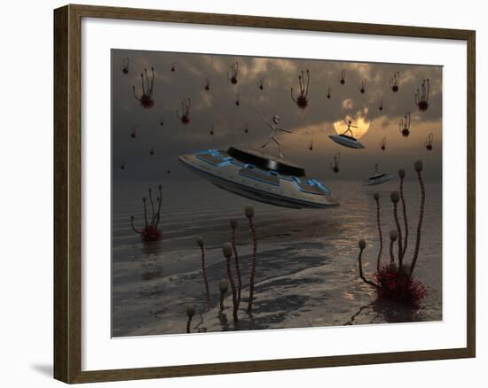 Aliens Celebrate their Annual Harvest on their UFO's-Stocktrek Images-Framed Photographic Print