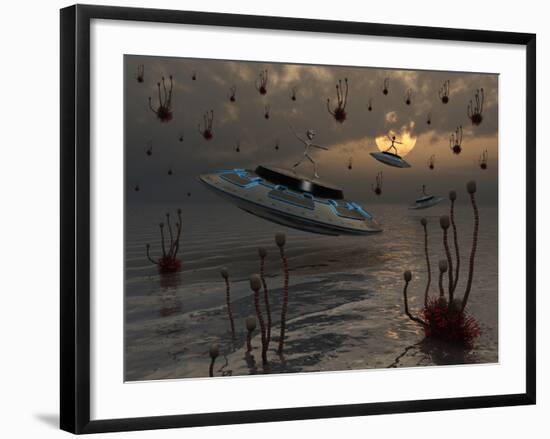 Aliens Celebrate their Annual Harvest on their UFO's-Stocktrek Images-Framed Photographic Print