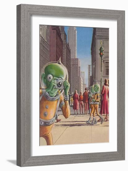 Aliens in the City-null-Framed Art Print