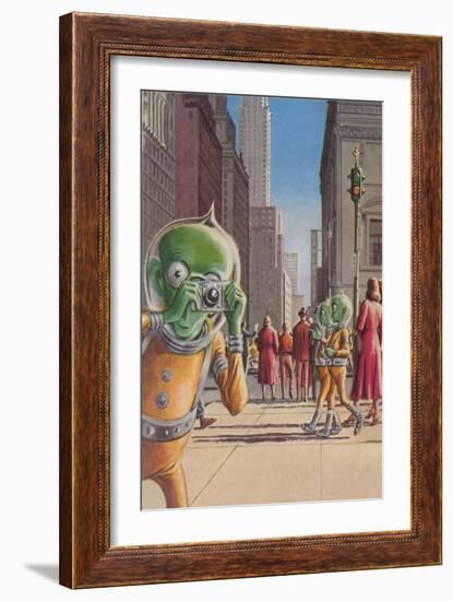 Aliens in the City-null-Framed Art Print