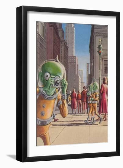 Aliens in the City-null-Framed Art Print