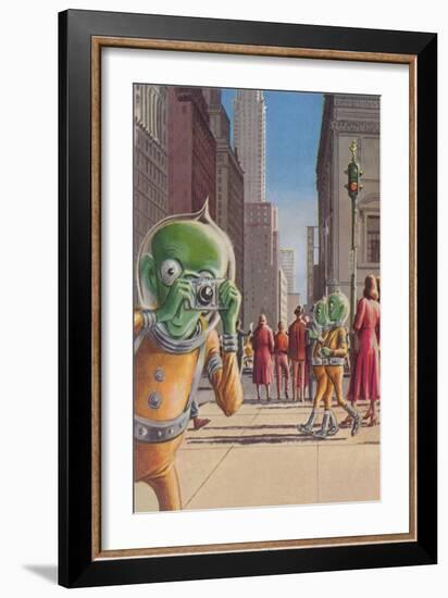 Aliens in the City-null-Framed Art Print
