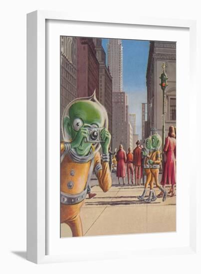 Aliens in the City-null-Framed Art Print