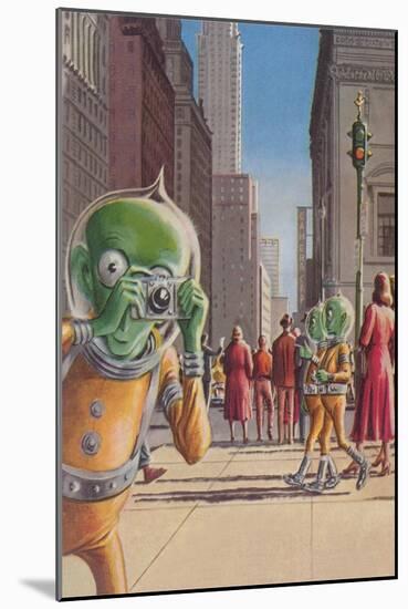 Aliens in the City-null-Mounted Art Print