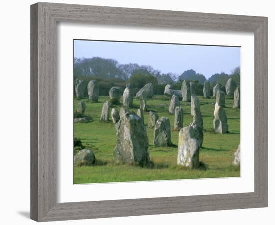 Alignments of Megalithic Standing Stones, Carnac, Morbihan, Brittany, France, Europe-J P De Manne-Framed Photographic Print