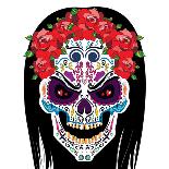 Skull with Floral Ornament 1.Vector Illustration.-AlisaRed-Mounted Art Print