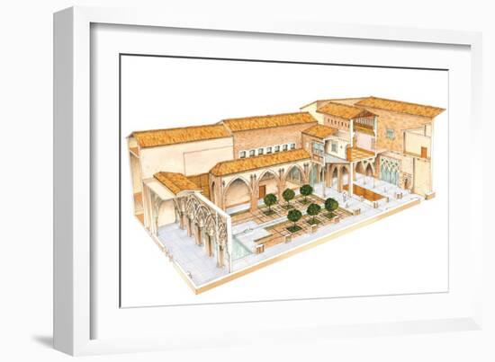 Aljaferia, Zaragoza, Spain, Islamic Palace, Santa Isabel Courtyard-Fernando Aznar Cenamor-Framed Giclee Print