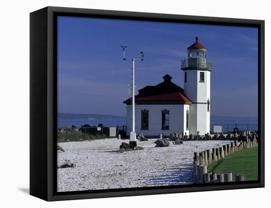 Alki Point Lighthouse on Elliot Bay, Seattle, Washington, USA-null-Framed Premier Image Canvas