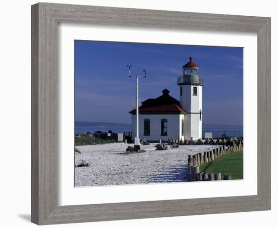 Alki Point Lighthouse on Elliot Bay, Seattle, Washington, USA-null-Framed Photographic Print