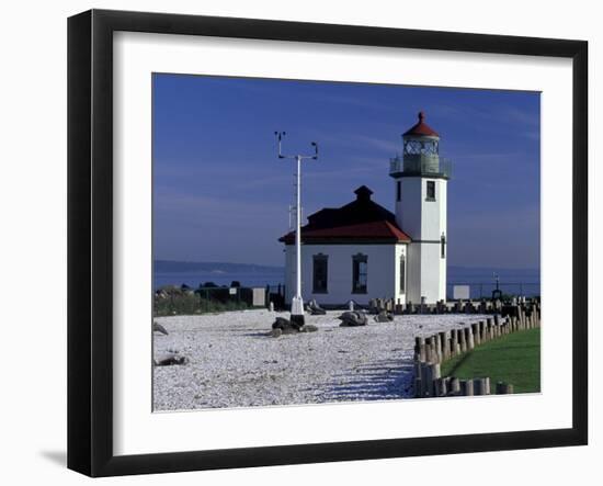Alki Point Lighthouse on Elliot Bay, Seattle, Washington, USA-null-Framed Photographic Print