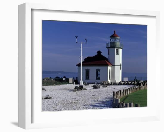 Alki Point Lighthouse on Elliot Bay, Seattle, Washington, USA-null-Framed Photographic Print