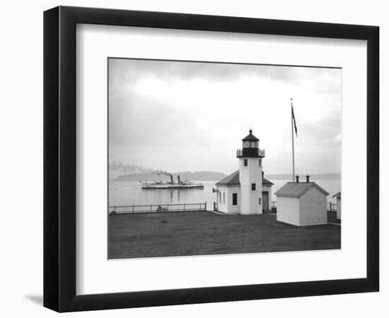 Alki Point Lighthouse Photograph - Seattle, WA-Lantern Press-Framed Art Print