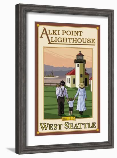 Alki Point Lighthouse, Seattle, Washington-Lantern Press-Framed Art Print
