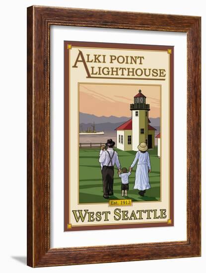 Alki Point Lighthouse, Seattle, Washington-Lantern Press-Framed Art Print