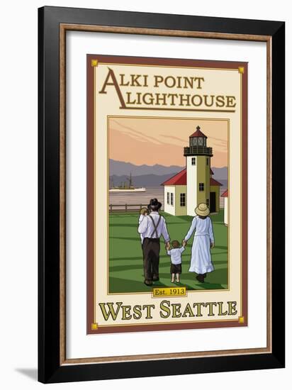 Alki Point Lighthouse, Seattle, Washington-Lantern Press-Framed Art Print