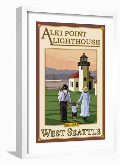 Alki Point Lighthouse, Seattle, Washington-Lantern Press-Framed Art Print