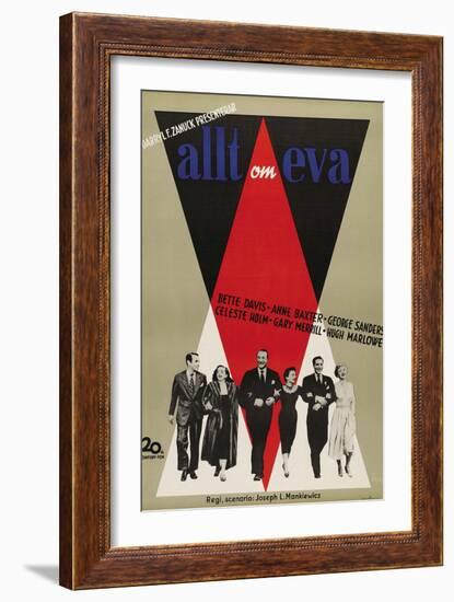 All About Eve, Swedish Movie Poster, 1950-null-Framed Art Print