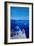 All Blue Santorini Oia Greece With Cruise Ship-Markus Bleichner-Framed Art Print