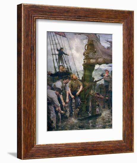 All Hands to the Pumps, 1888-1889-Henry Scott Tuke-Framed Giclee Print