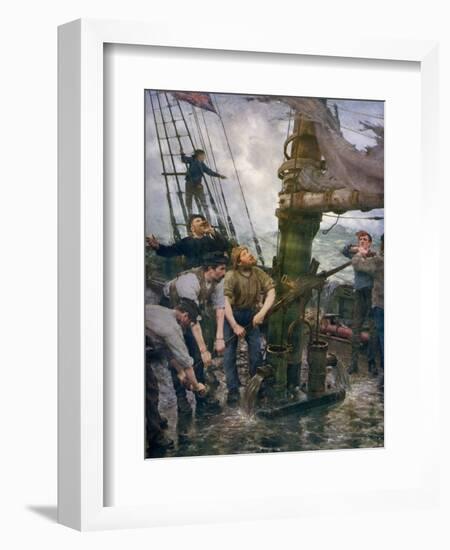 All Hands to the Pumps, 1888-1889-Henry Scott Tuke-Framed Giclee Print