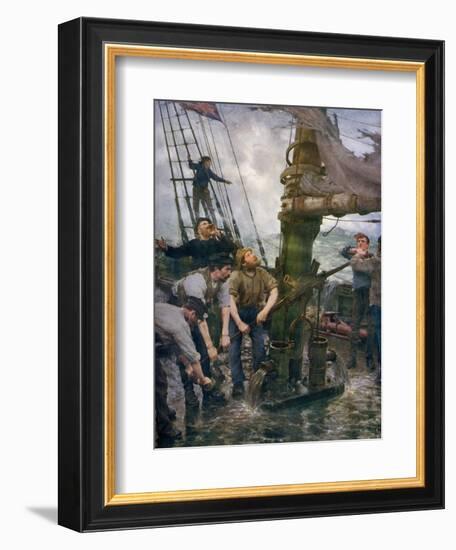 All Hands to the Pumps, 1888-1889-Henry Scott Tuke-Framed Giclee Print