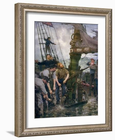 All Hands to the Pumps, 1888-1889-Henry Scott Tuke-Framed Giclee Print