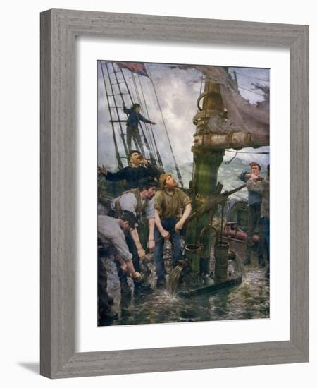 All Hands to the Pumps, 1888-1889-Henry Scott Tuke-Framed Giclee Print