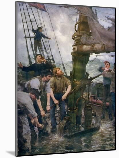 All Hands to the Pumps, 1888-1889-Henry Scott Tuke-Mounted Giclee Print