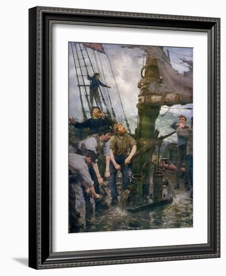 All Hands to the Pumps, 1888-1889-Henry Scott Tuke-Framed Giclee Print