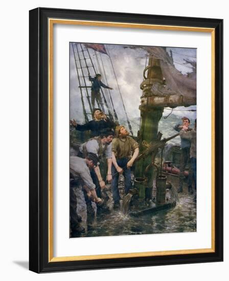 All Hands to the Pumps, 1888-1889-Henry Scott Tuke-Framed Giclee Print