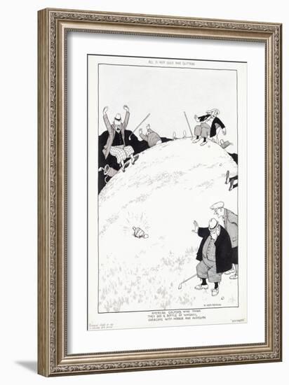 All is Not Gold that Glitters American Golfers, Who Think They See a Bottle of Whiskey, Overcome Wi-William Heath Robinson-Framed Giclee Print