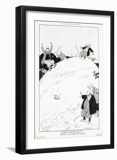 All is Not Gold that Glitters American Golfers, Who Think They See a Bottle of Whiskey, Overcome Wi-William Heath Robinson-Framed Giclee Print