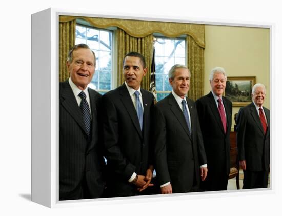 All Living Presidents and President-elect Barack Obama, January 7, 2009-null-Framed Premier Image Canvas