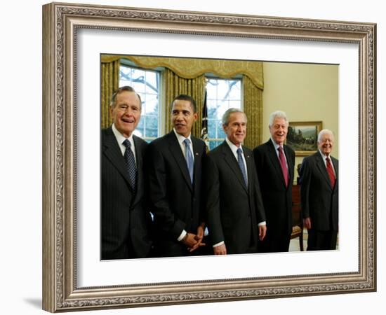 All Living Presidents and President-elect Barack Obama, January 7, 2009-null-Framed Photographic Print