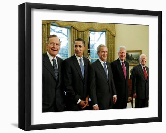 All Living Presidents and President-elect Barack Obama, January 7, 2009-null-Framed Photographic Print