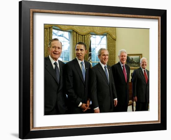 All Living Presidents and President-elect Barack Obama, January 7, 2009-null-Framed Photographic Print