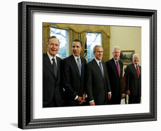 All Living Presidents and President-elect Barack Obama, January 7, 2009-null-Framed Photographic Print