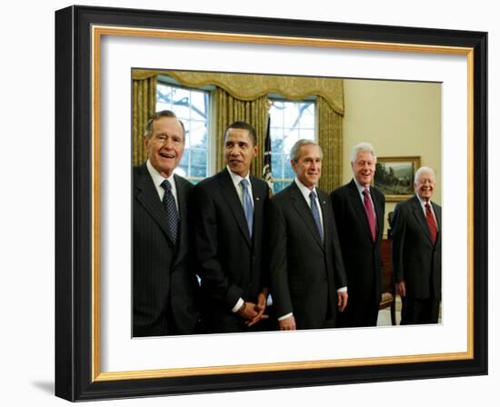 All Living Presidents and President-elect Barack Obama, January 7, 2009-null-Framed Photographic Print