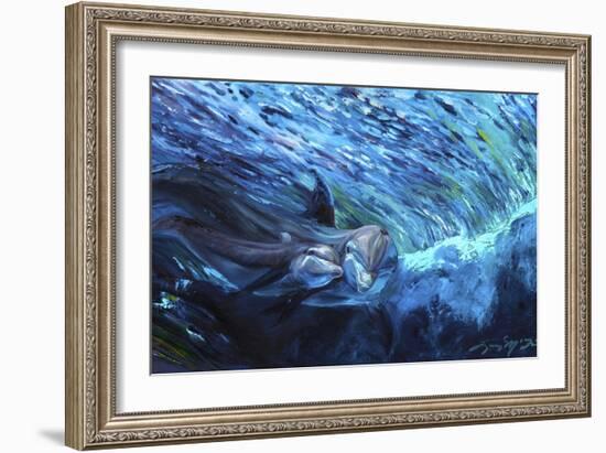 All My Waves Mother and Baby Bottlenose Dolphin-Lucy P. McTier-Framed Giclee Print