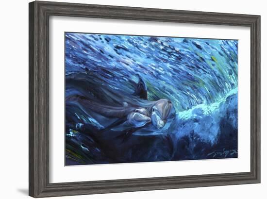 All My Waves Mother and Baby Bottlenose Dolphin-Lucy P. McTier-Framed Giclee Print