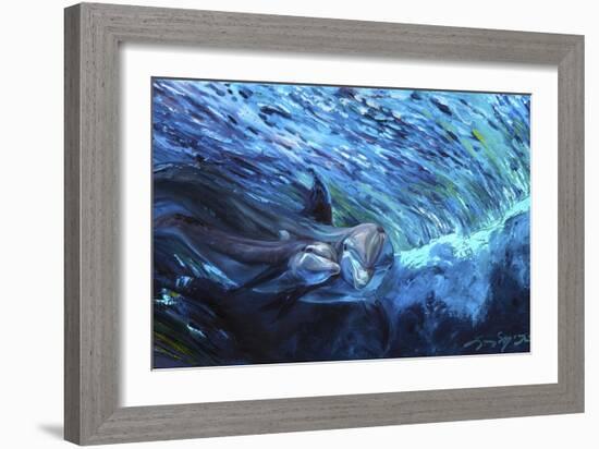 All My Waves Mother and Baby Bottlenose Dolphin-Lucy P. McTier-Framed Giclee Print