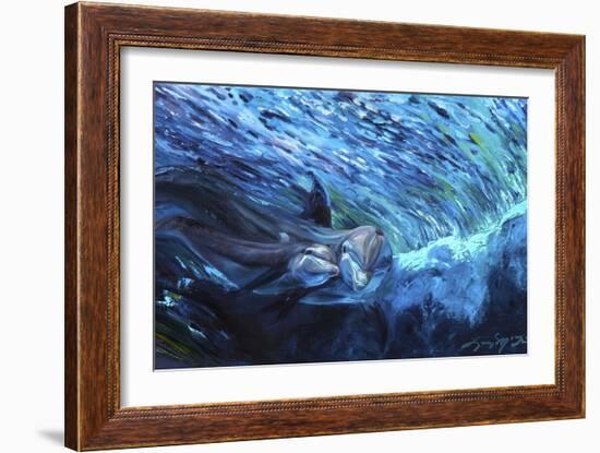 All My Waves Mother and Baby Bottlenose Dolphin-Lucy P. McTier-Framed Giclee Print